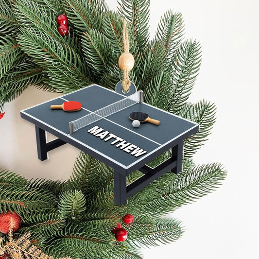 Custom Name Table Tennis Christmas Ornament – Personalized Acrylic Ping Pong Player Gift, Sport-Themed Holiday Decoration TT16