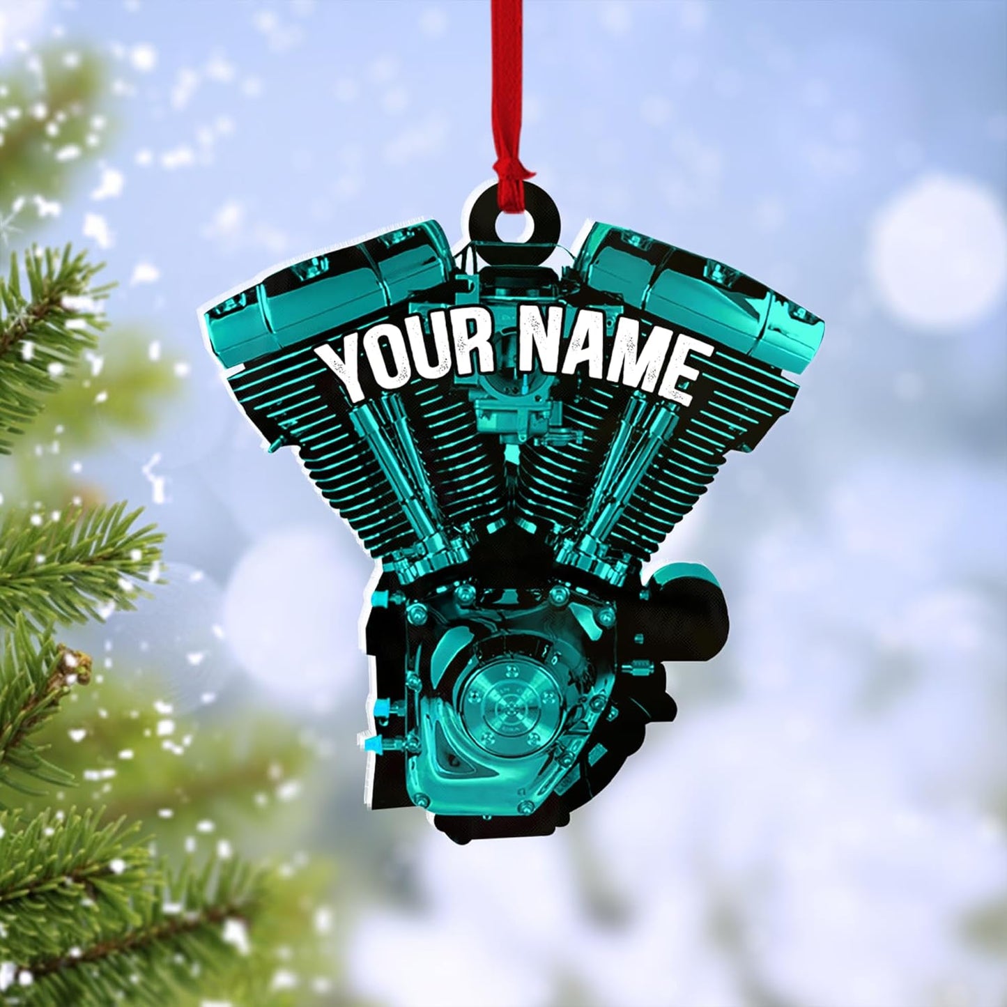Custom Drag Racer Ornament – Personalized Acrylic Engine Design, Power Tool Themed Christmas Gift TDR7