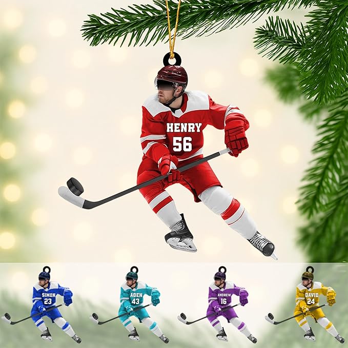 Personalized ice Hockey Ornament N09