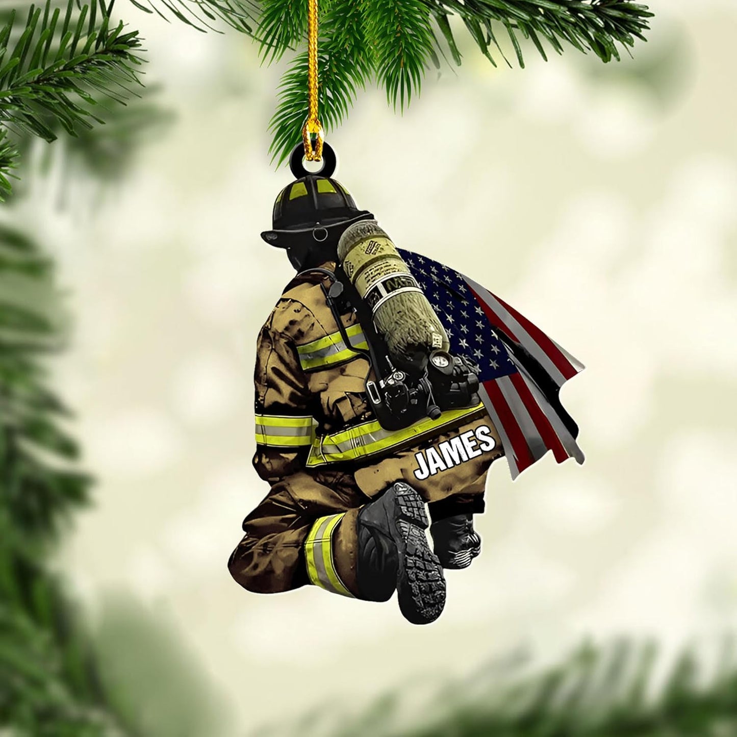 Personalized Firefighter Christmas Ornament Style 2