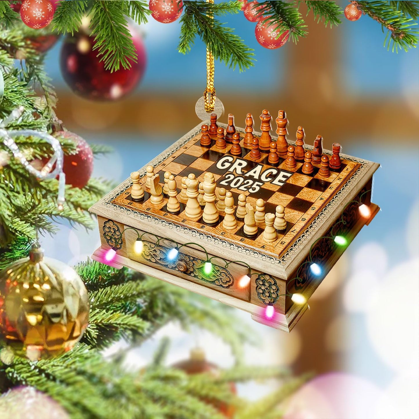 Personalized Name Chess Ornament Gift for Men Women Chess Team Player N15