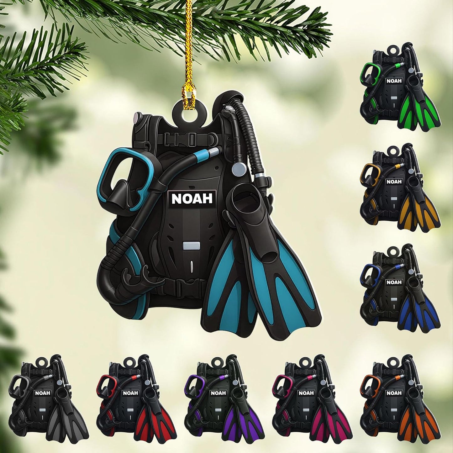 Custom Scuba Diver Ornament – Personalized Acrylic Christmas Tree Decoration, Gift for Divers and Swimmers TSD24