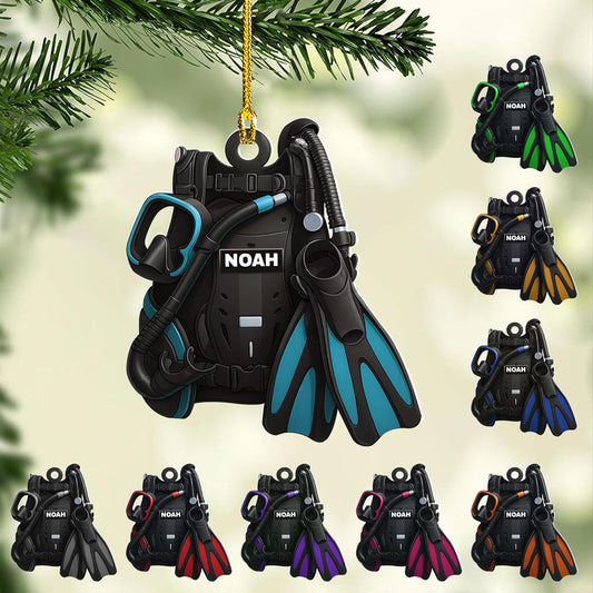 Custom Scuba Diver Ornament – Personalized Acrylic Christmas Tree Decoration, Gift for Divers and Swimmers TSD24