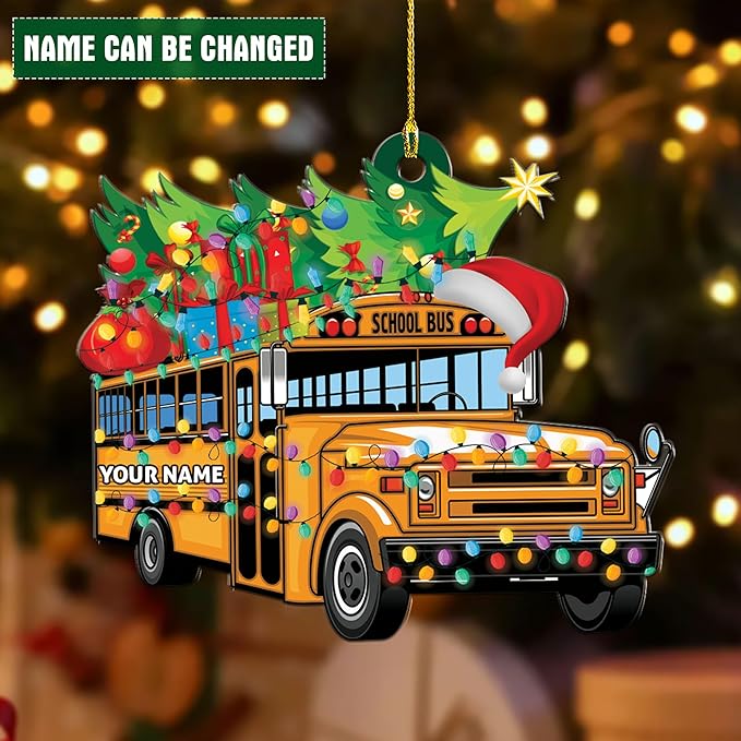 Personalized School Bus Ornament - Bus Driver Christmas Gift L8