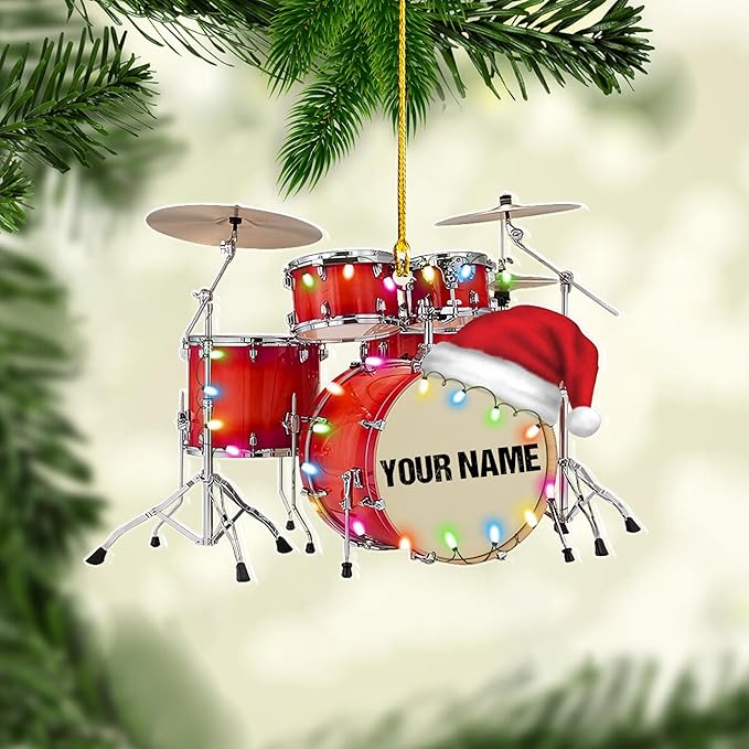 Custom Drum Set Ornament - Acrylic Christmas Gift for Drummers & Music Lovers LL13