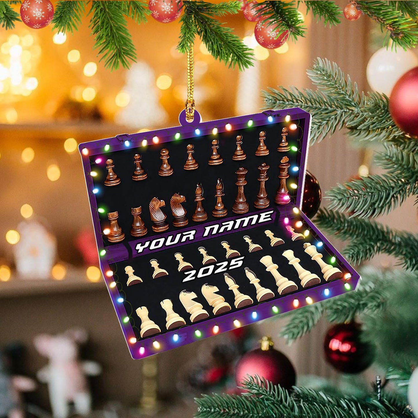 Personalized Name Chess Ornament Gift for Men Women Chess Team Player N16