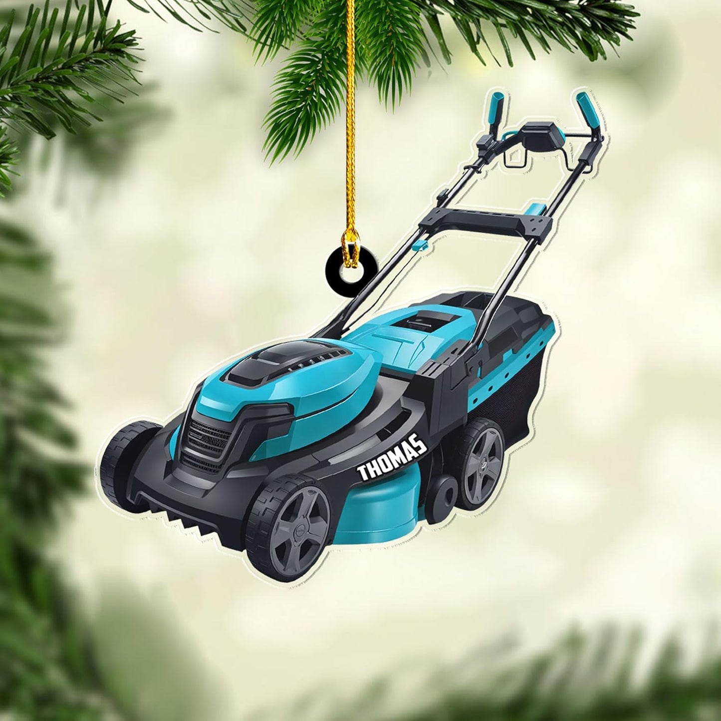 Personalized Lawn Mower Christmas Ornament | Custom Name Gardening Holiday Keepsake Gift for Gardeners & Lawn Care Workers TG61