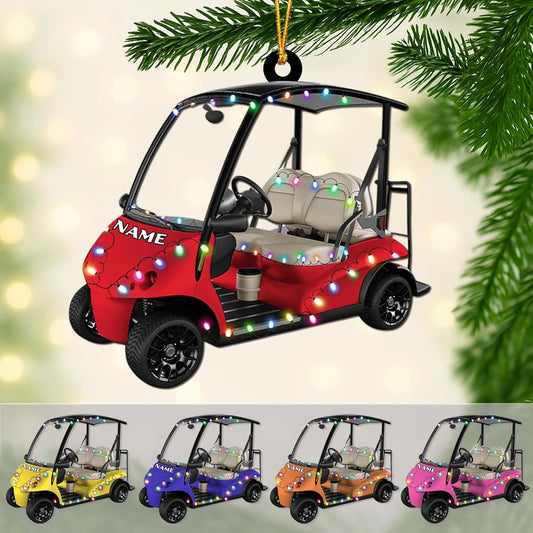 Custom Name Gofl Cart Ornament - Golf Player Christmas Ornament