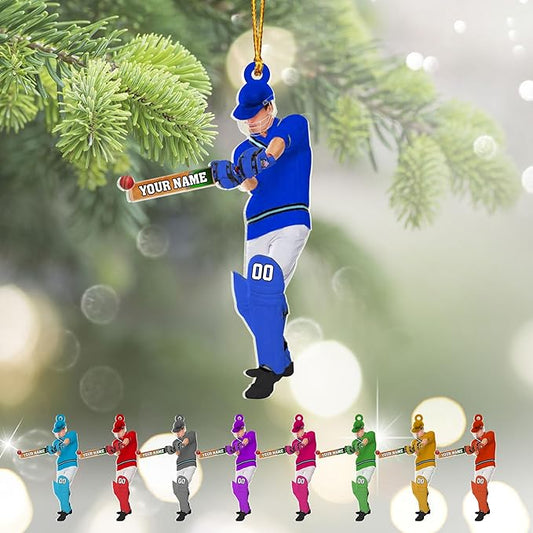 Personalized Cricket Christmas Ornament 2025, Custom Cricket Bat Ornament N12