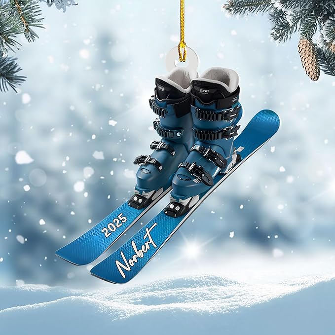 Personalized Snow Skiing Ornament, Custom Colored Skiing Mask Shape Ornament NO1