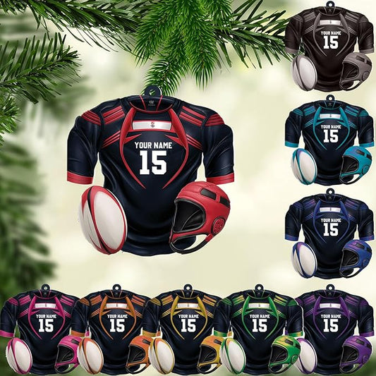 Personalized Rugby Player Christmas Gift for Sports Lovers - Rugby Ornament LL29