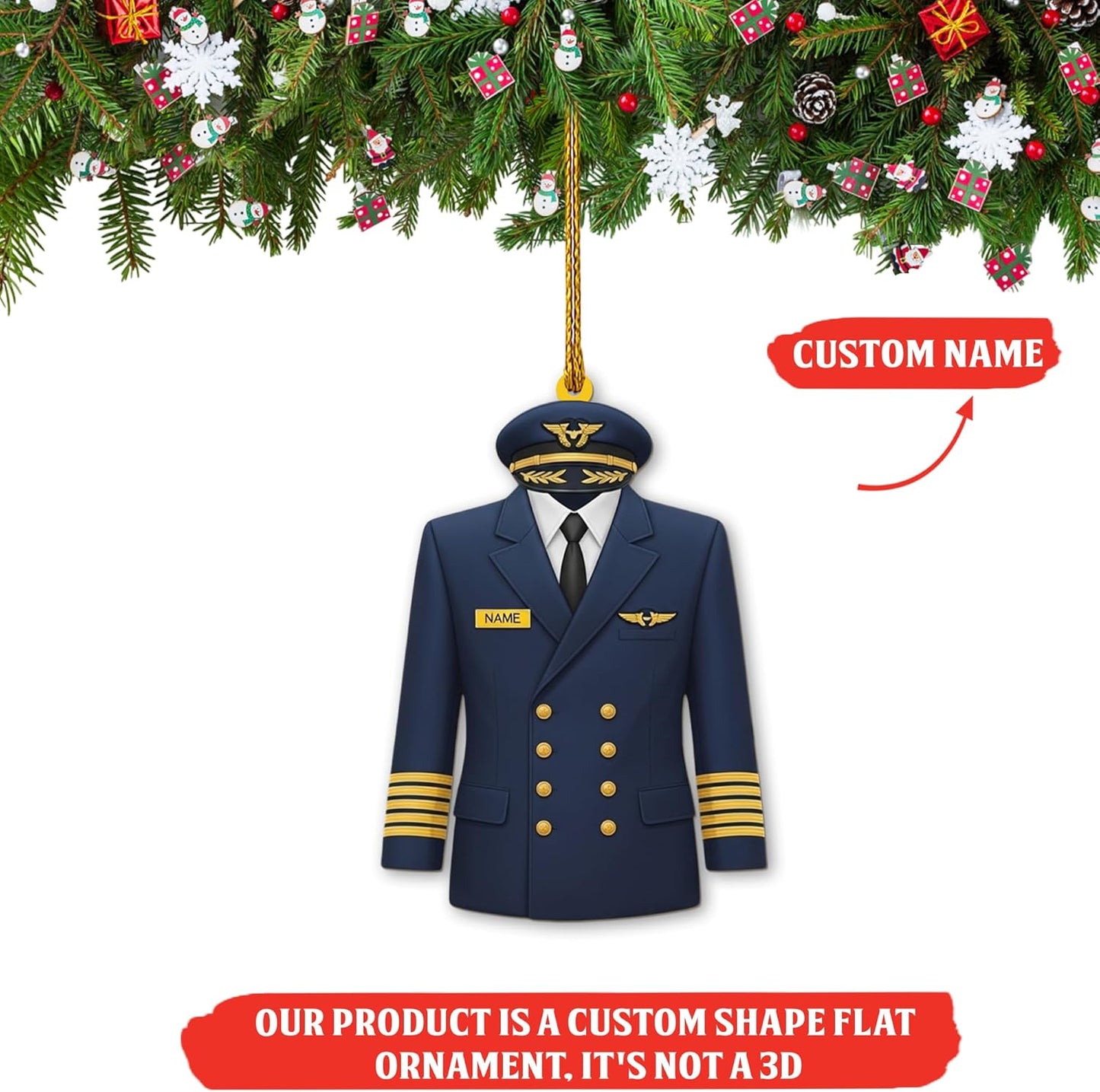Custom Name Pilot Uniform Christmas Ornament