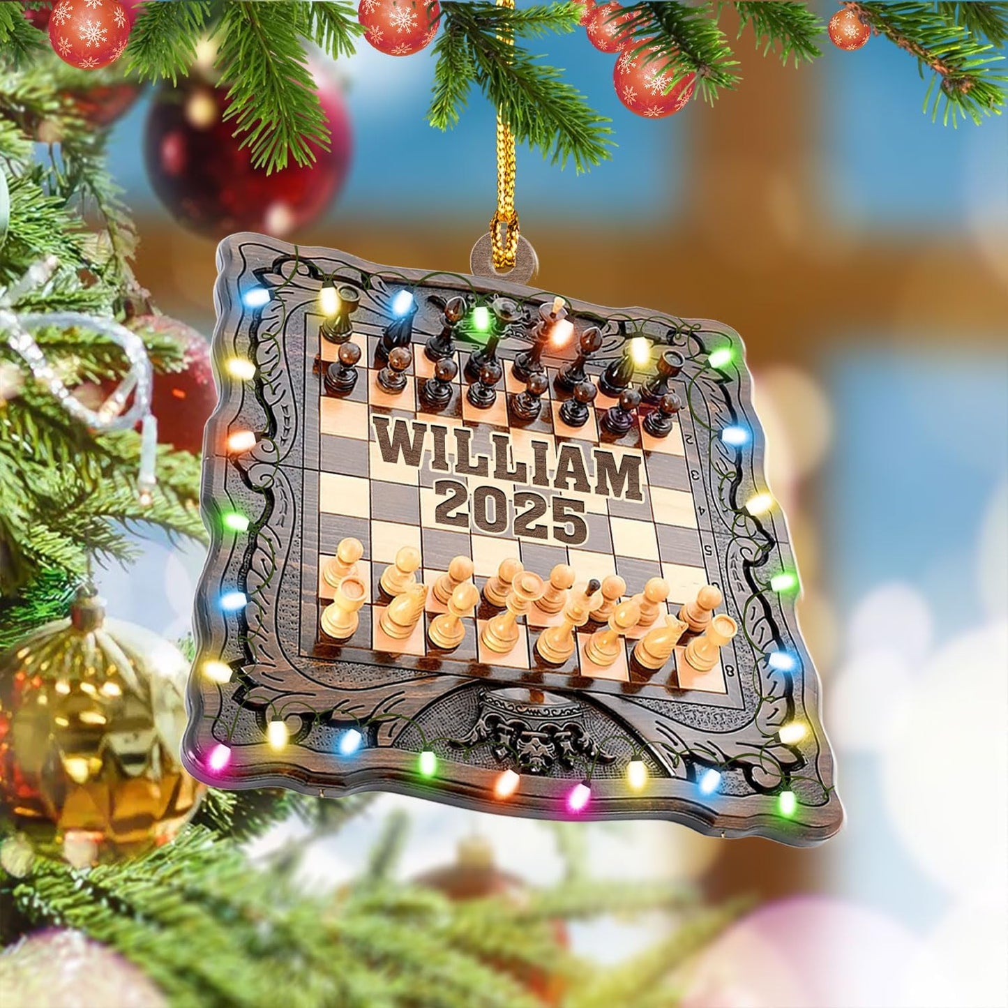 Personalized Name Chess Ornament Gift for Men Women Chess Team Player N24