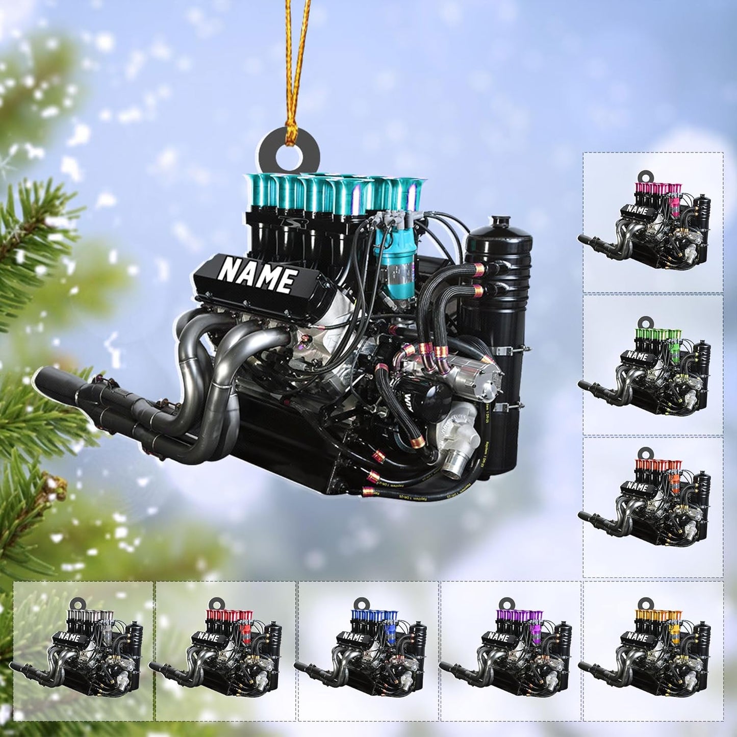 Personalized Racing Car Ornament – Custom Acrylic Drag Racing Christmas Decoration, Gift for Car Lovers and Drivers TR24