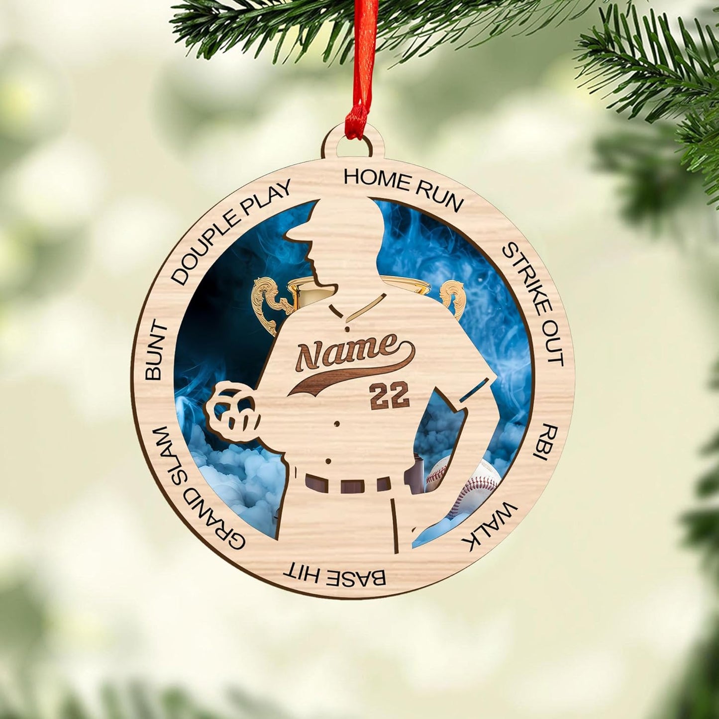 Personalized Softball Ornament – Custom Sports Christmas Tree C16