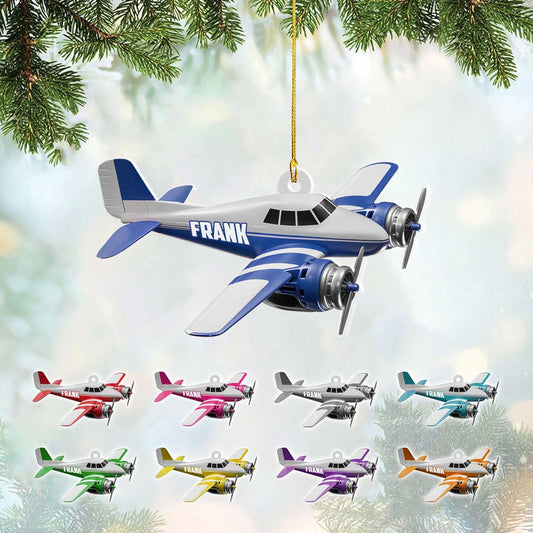 Personalized Twin Engine Airplane Pilot Christmas Ornament