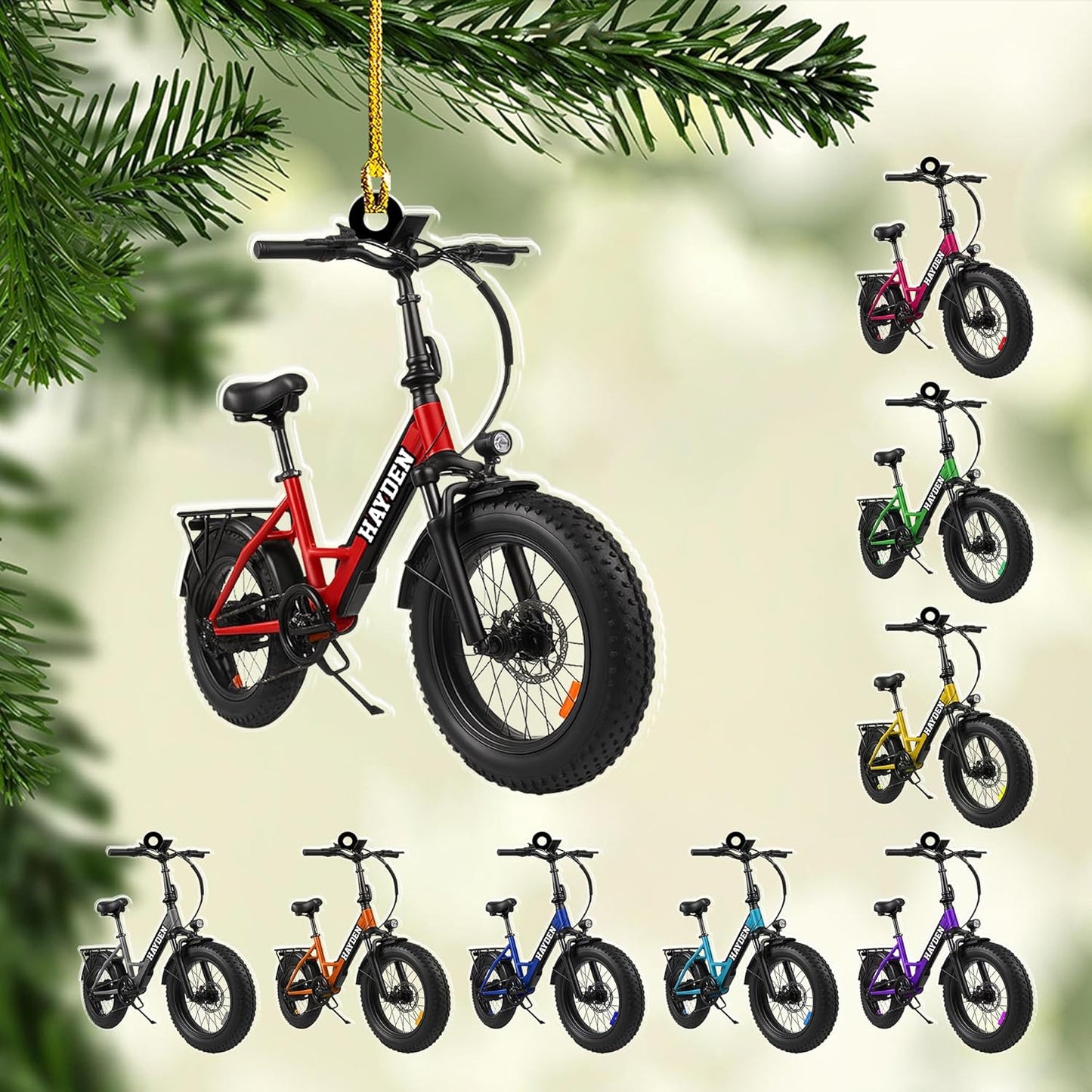 Custom Name Cycling Acrylic Ornament – Personalized Bike Gift, Christmas Tree Keepsake for Cycling Enthusiasts TC38