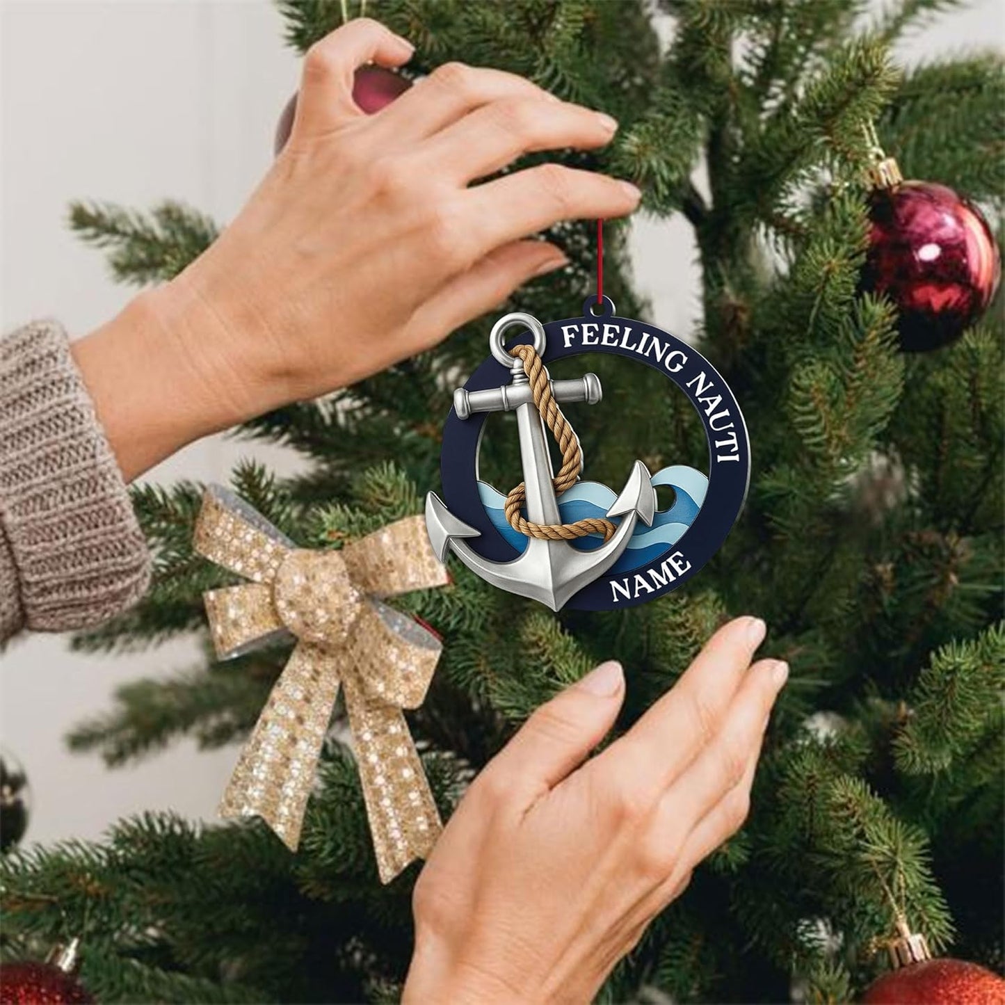 Personalized Sailor Ornament – Custom Captain Sailor Acrylic Ornament, Unique Sailing Glass Keepsake, Navy Captain Holiday Gift for Sailors TS15