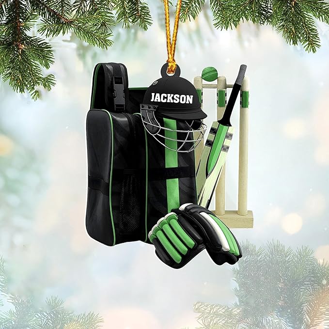 Personalized Cricket Christmas Ornament 2025, Custom Cricket Bat Ornament N20