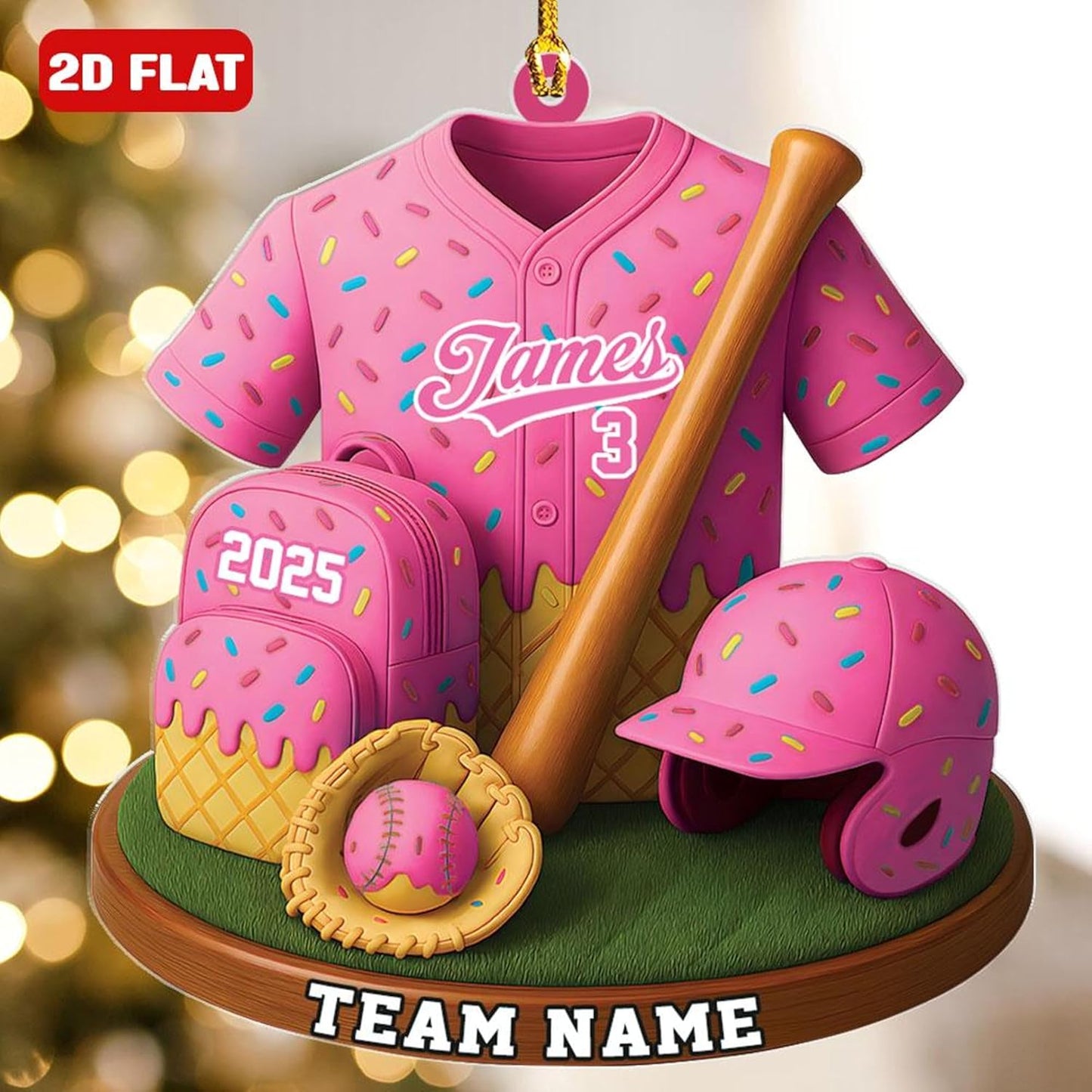 Personalized Baseball Christmas Ornament – Custom Name Acrylic Ornament, Sports Holiday Decoration, Baseball Player Gift TH26