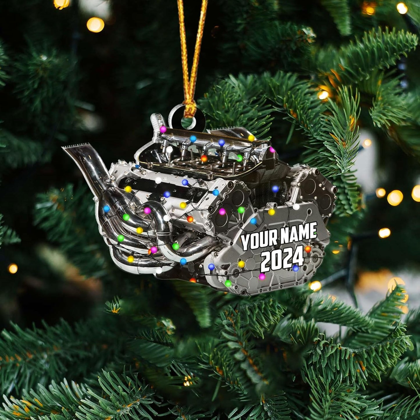 Personalized Drag Racing Christmas Ornament – Custom Hot Rod Engine Acrylic Ornament, Mechanic Automotive Gift, Power Tool Racecar Decoration for Racing Lovers TDR4