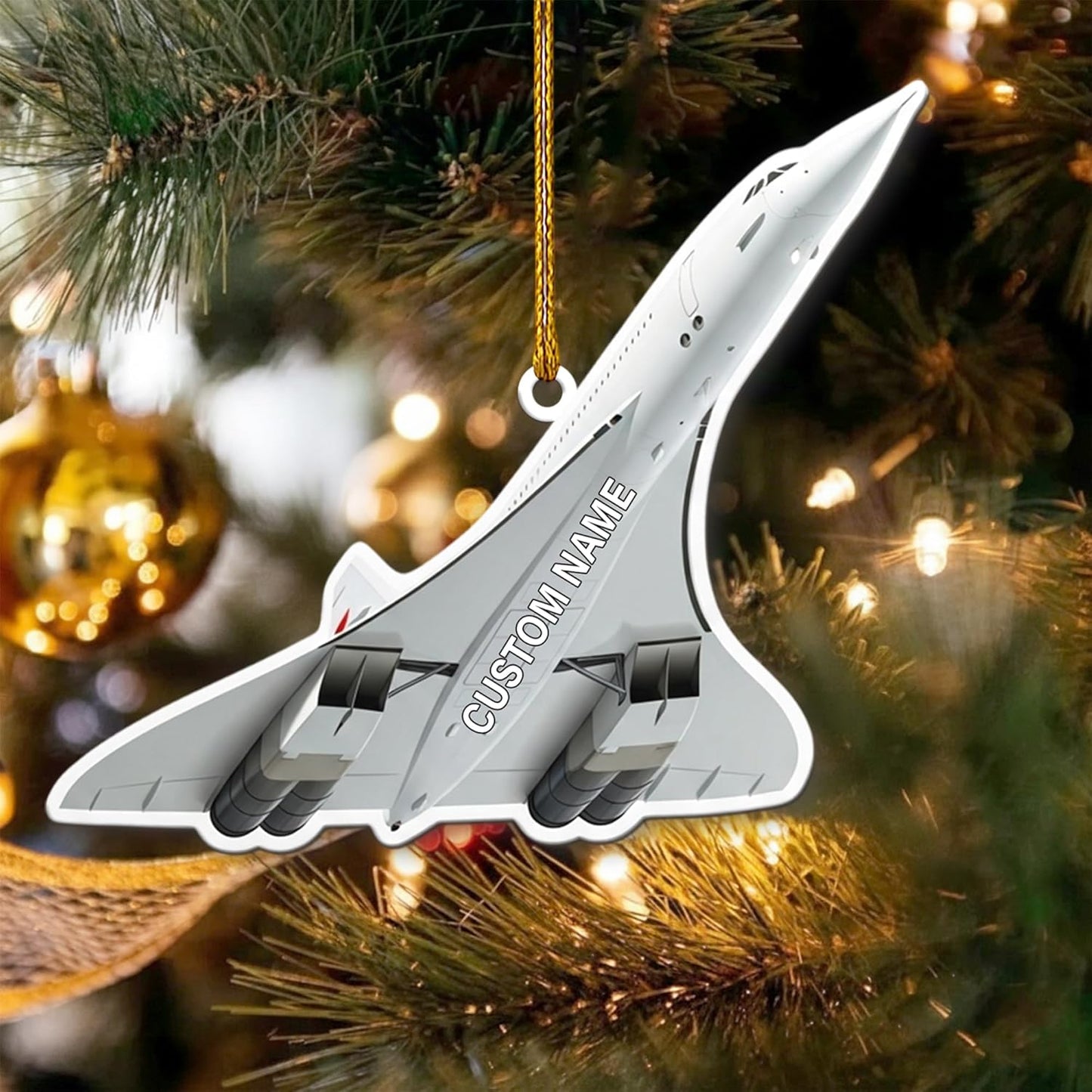 Custom Name Pilot Jet Christmas Ornament Style 2