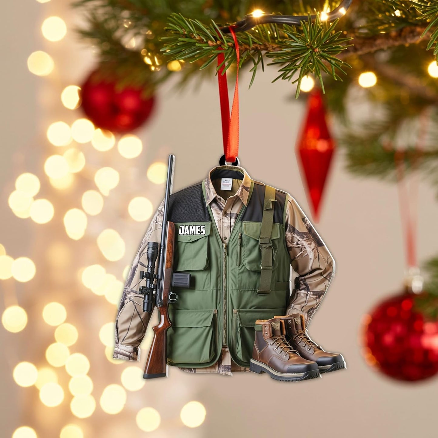 Personalized Hunting Ornament, Hunter Christmas Acrylic Ornament 2025 T04