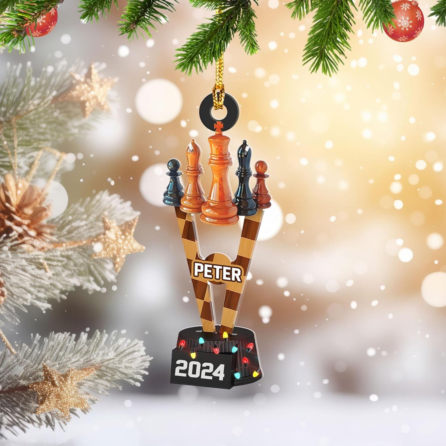 Personalized Name Chess Ornament Gift for Men Women Chess Team Player N22