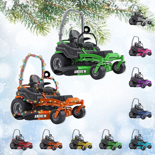 Personalized Lawn Mower Christmas Ornament | Custom Name Gardening Holiday Keepsake Gift for Gardeners & Lawn Care Workers TG63