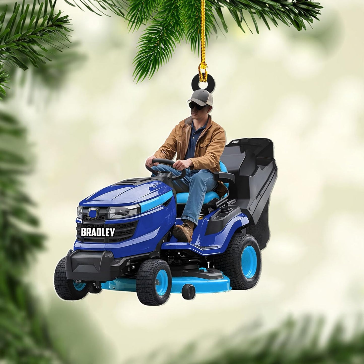Custom Photo Lawn Mower Christmas Ornament | Personalized Gardening Holiday Keepsake Gift for Gardeners & Lawn Care Workers TG68