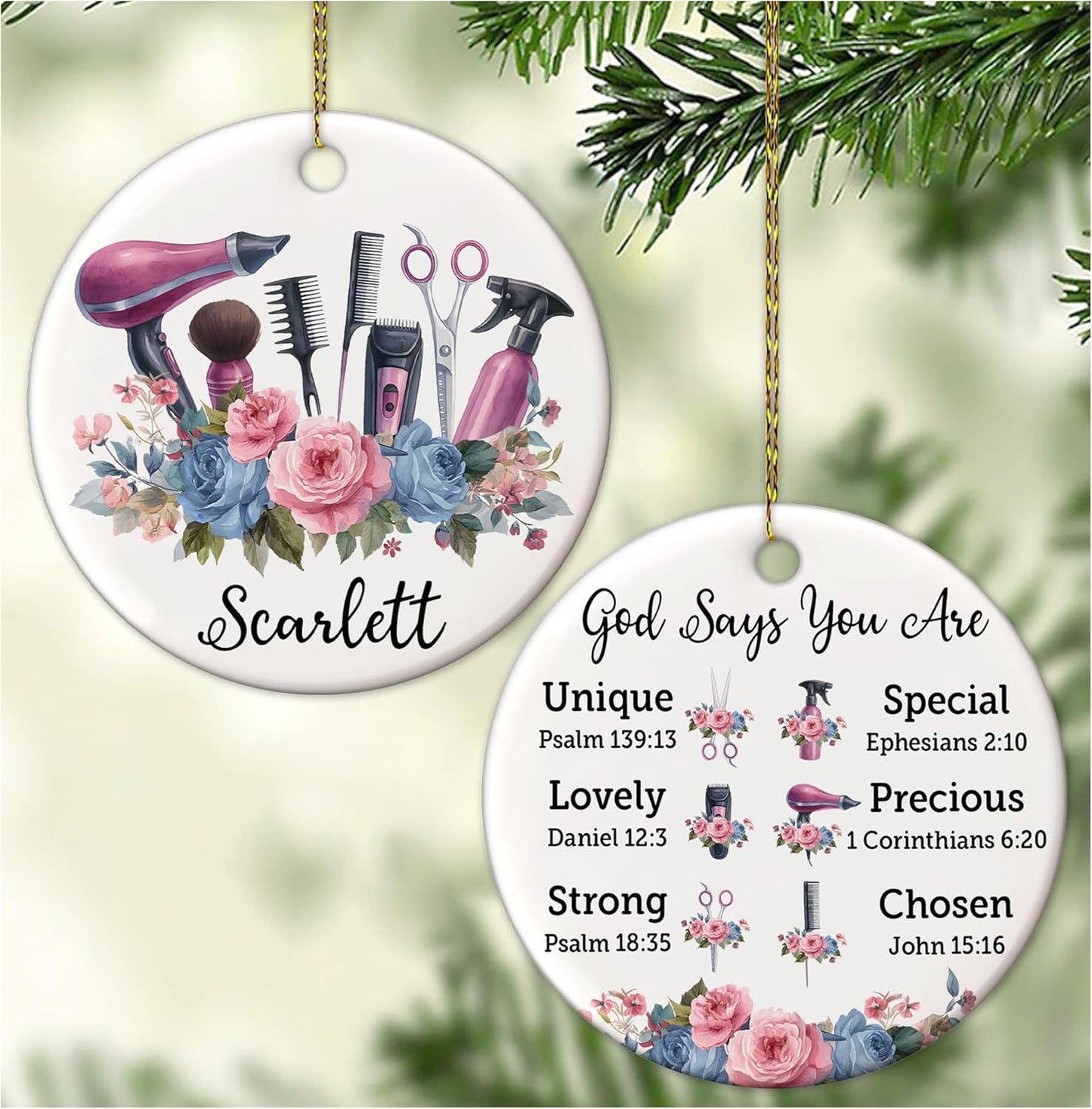 Personalized Hair Stylist Ornament – Custom Name Hairdresser Christmas Ornament Style 22