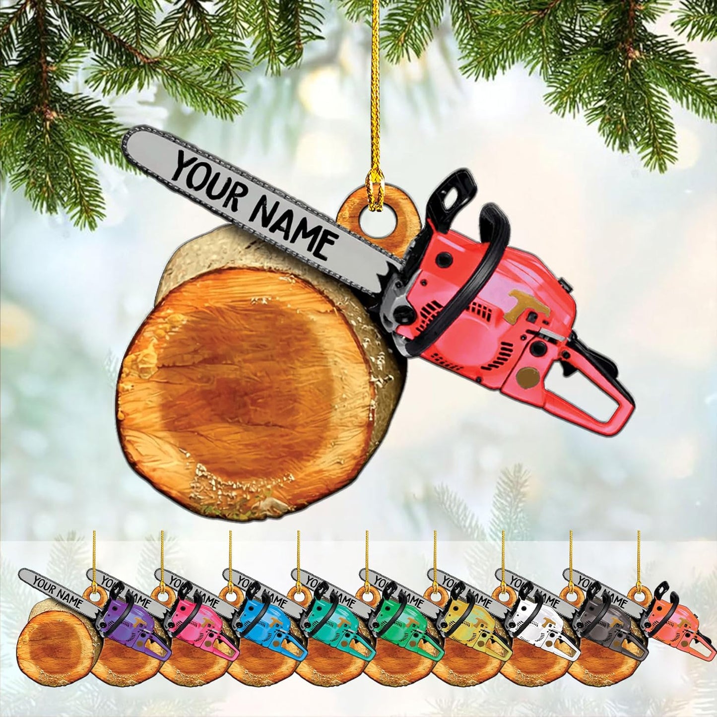 Personalized Chainsaw Ornament – Carpenter Lumberjack Christmas Ornament H1