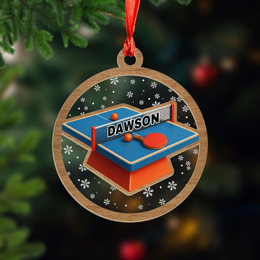 Custom Name Table Tennis Christmas Ornament – Personalized Acrylic Ping Pong Player Gift, Sport-Themed Holiday Decoration TT17