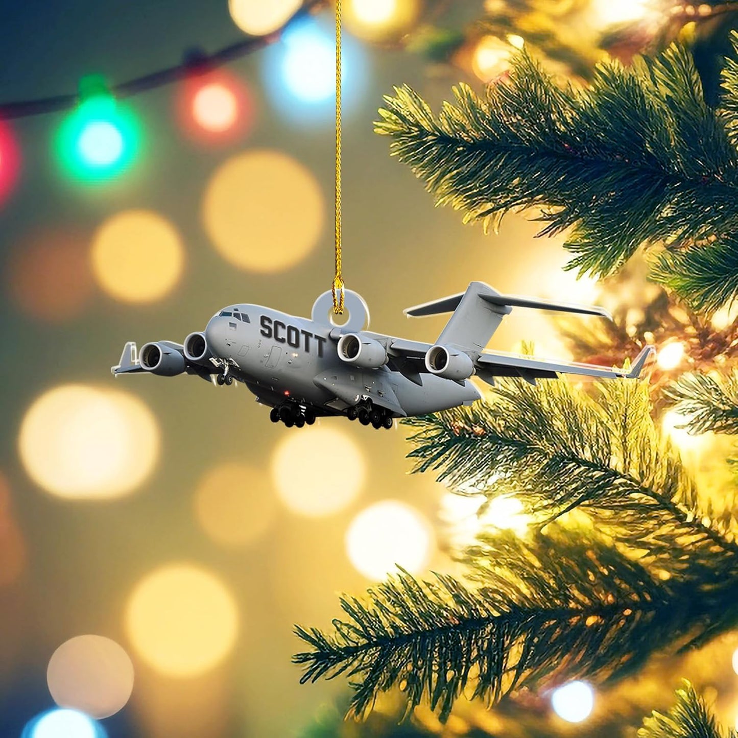 Personalized Airplane Pilot Christmas Ornament Style 3