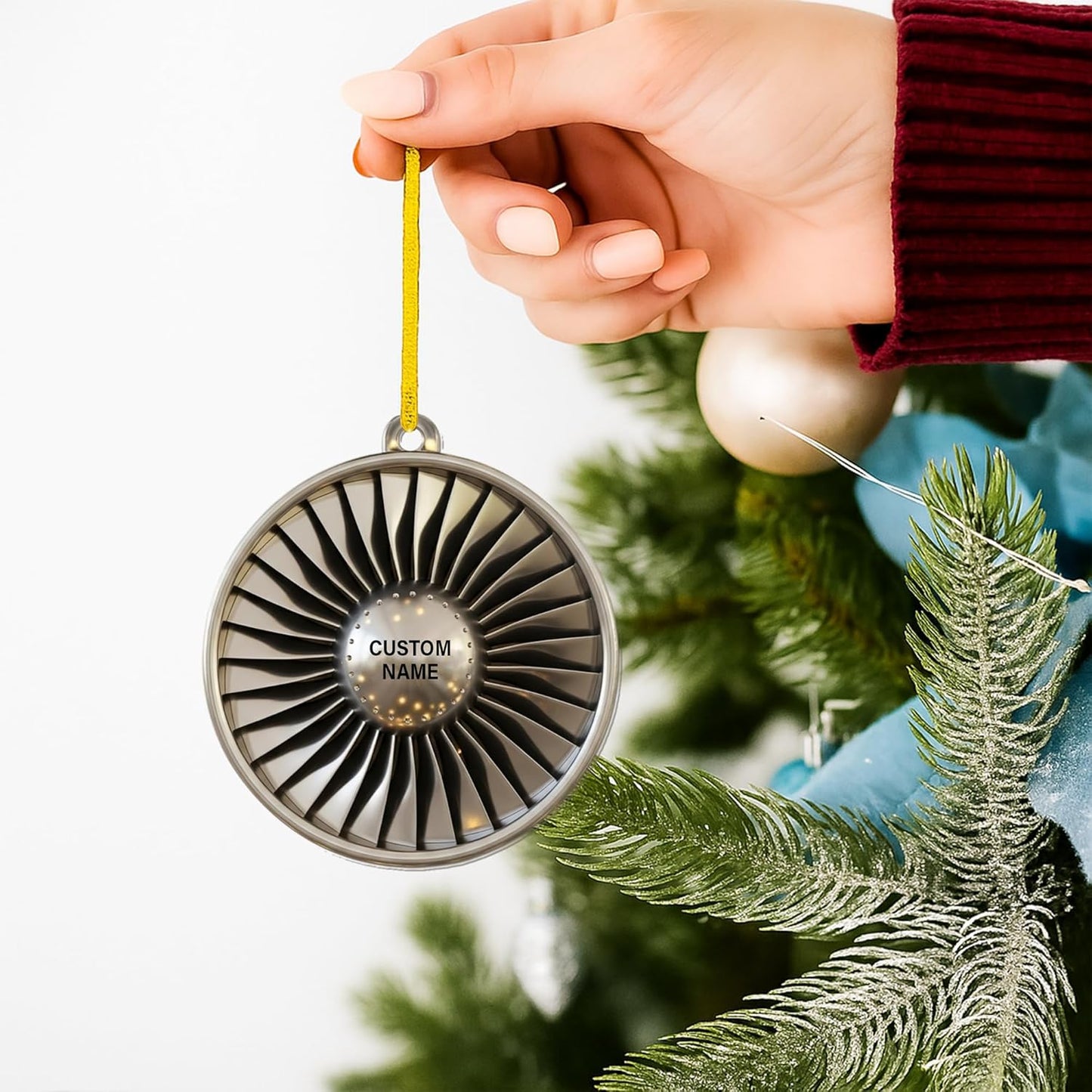 Custom Name Pilot Jet Engine Christmas Ornament