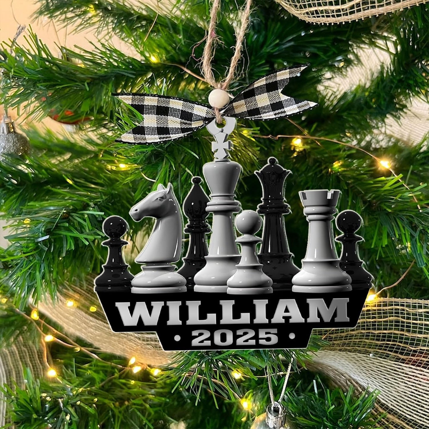 Personalized Name Chess Ornament Gift for Men Women Chess Team Player N14