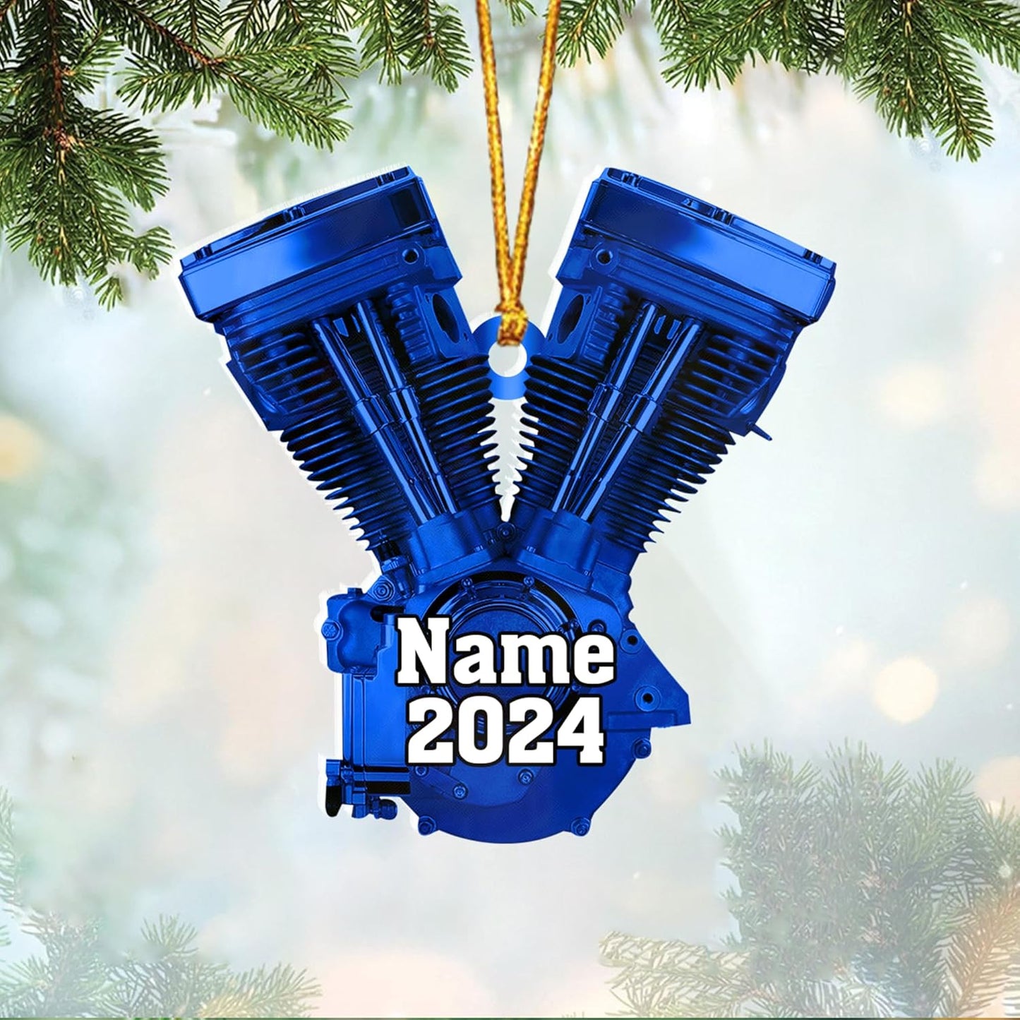 Custom Drag Racing Ornament – Personalized Hot Rod Engine Acrylic Christmas Decoration, Mechanic Gift for Car Lovers TDR5