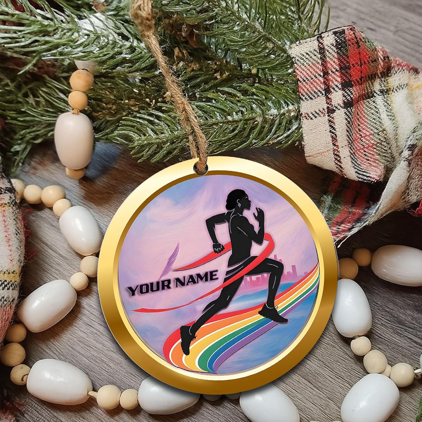 Custom Running 2D Flat Ornament – Personalized Marathon Acrylic Gift, Athlete Christmas Decoration TM6