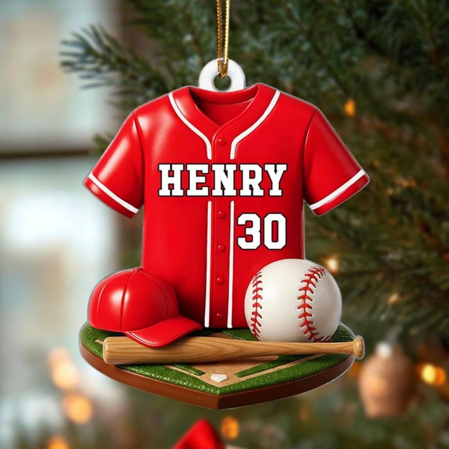 Personalized Baseball Christmas Ornament – Custom Name Acrylic Ornament, Sports Holiday Decoration, Baseball Player Gift TH22