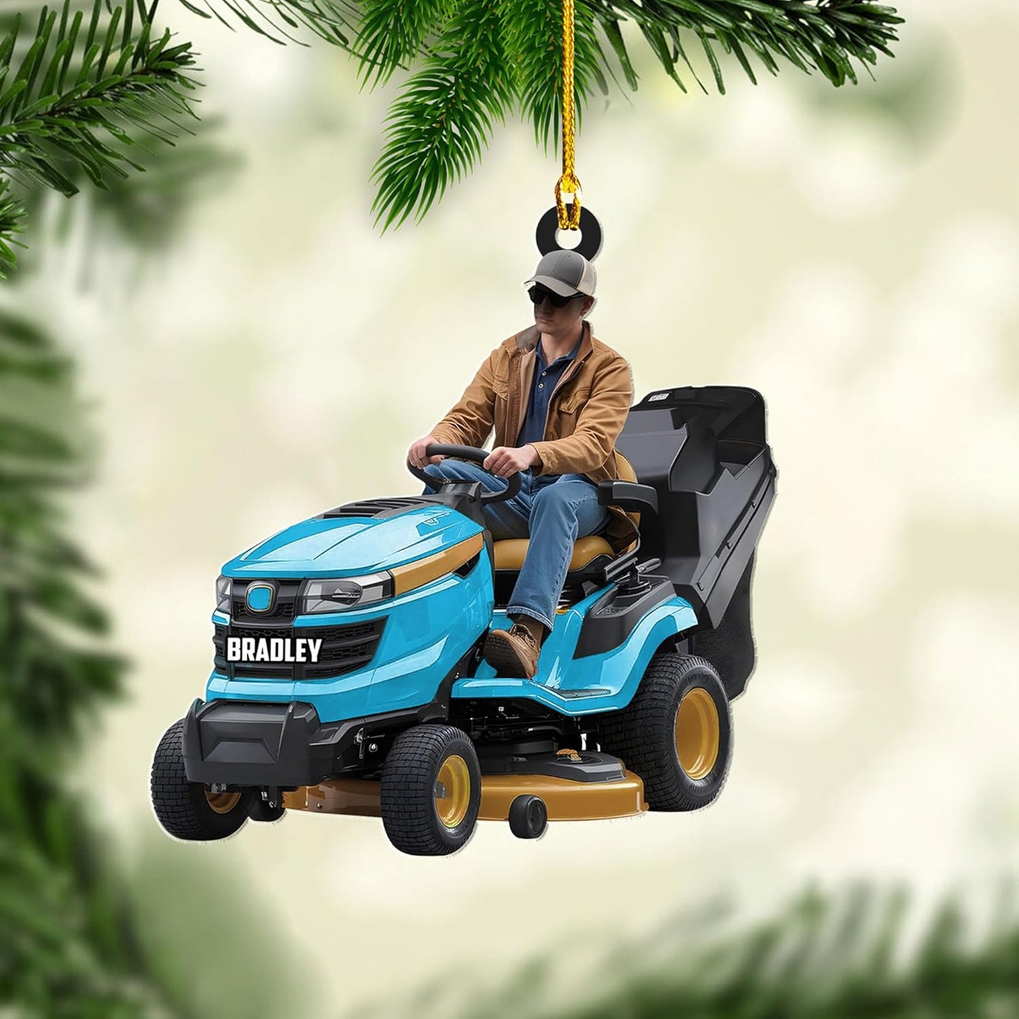 Custom Photo Lawn Mower Christmas Ornament | Personalized Gardening Holiday Keepsake Gift for Gardeners & Lawn Care Workers TG68