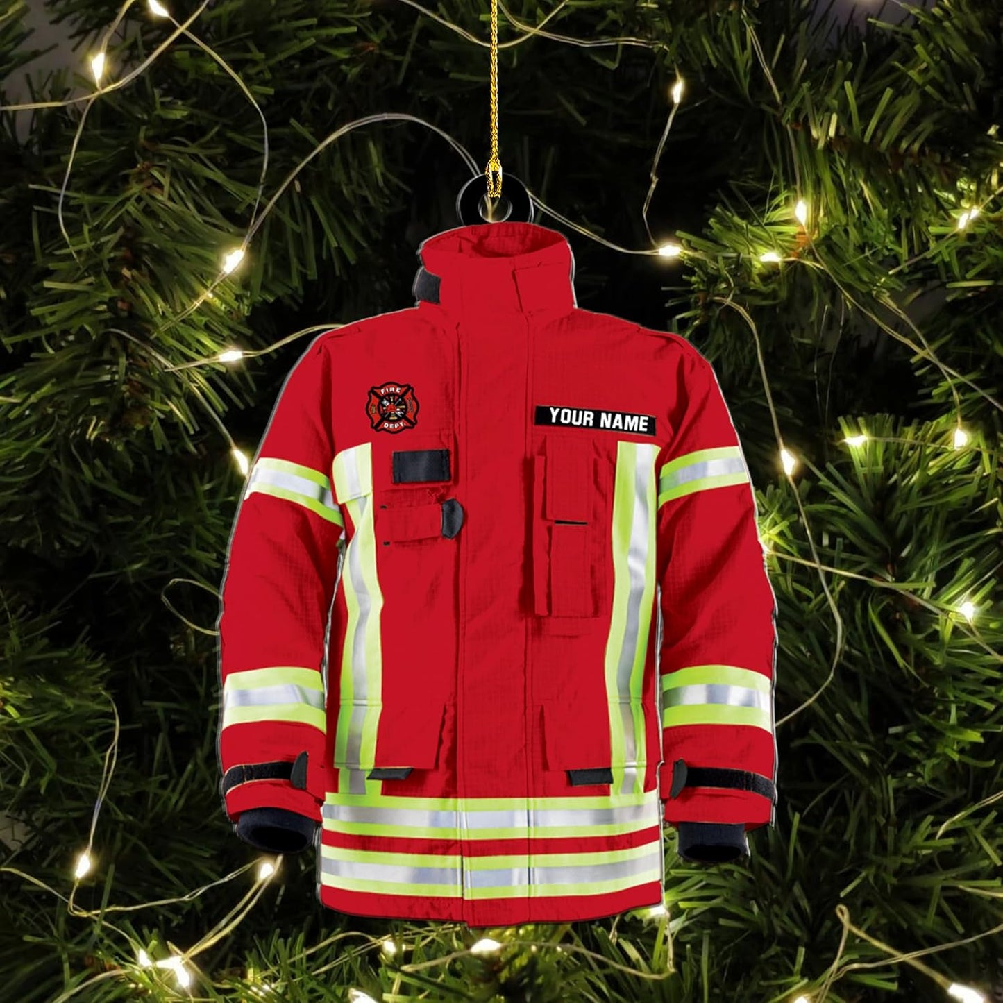 Personalized Firefighter Uniform Christmas Ornament Style 11