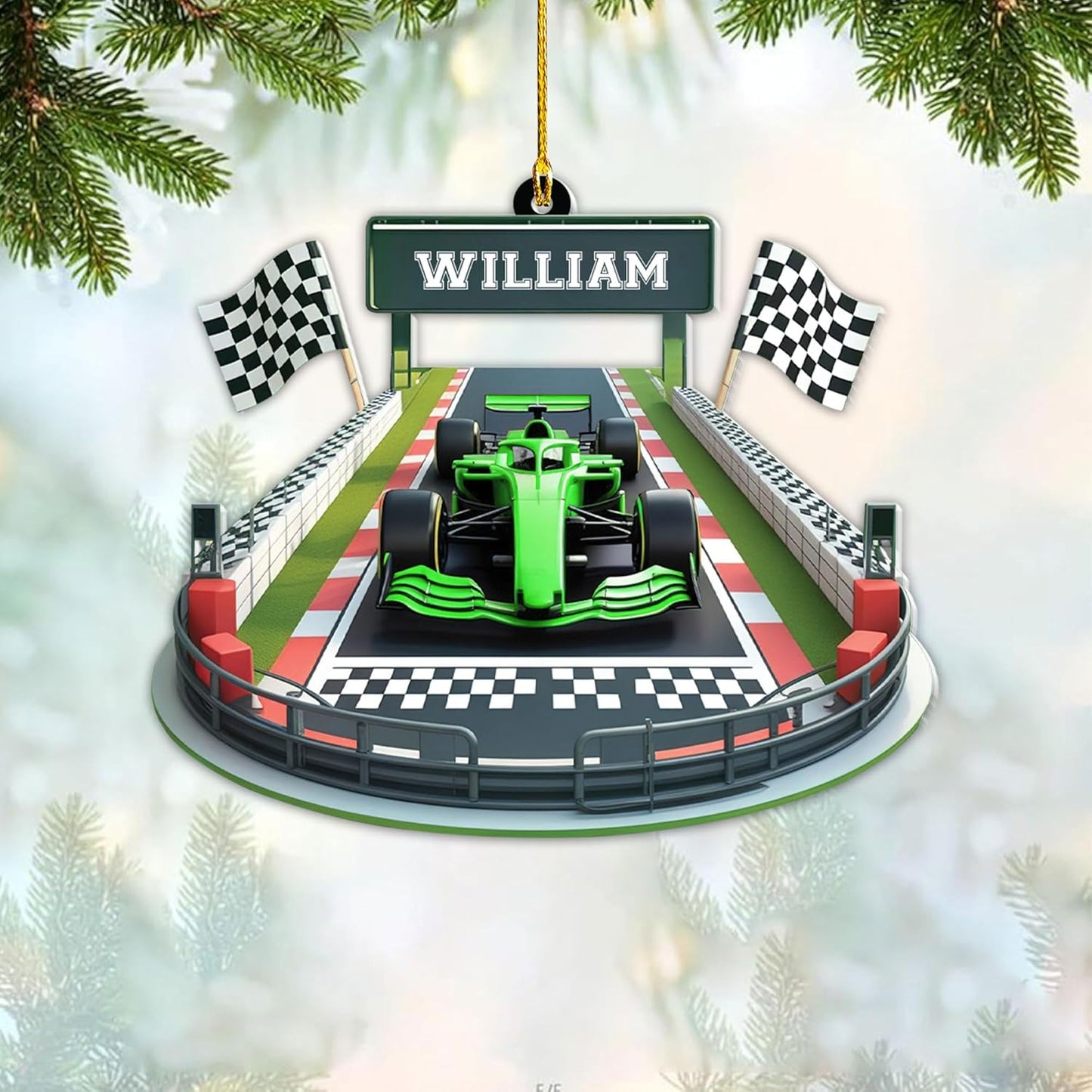 Custom Race Car Christmas Ornament – Personalized Acrylic Racing Car Decoration, Motorsport Gift for Drivers TR6