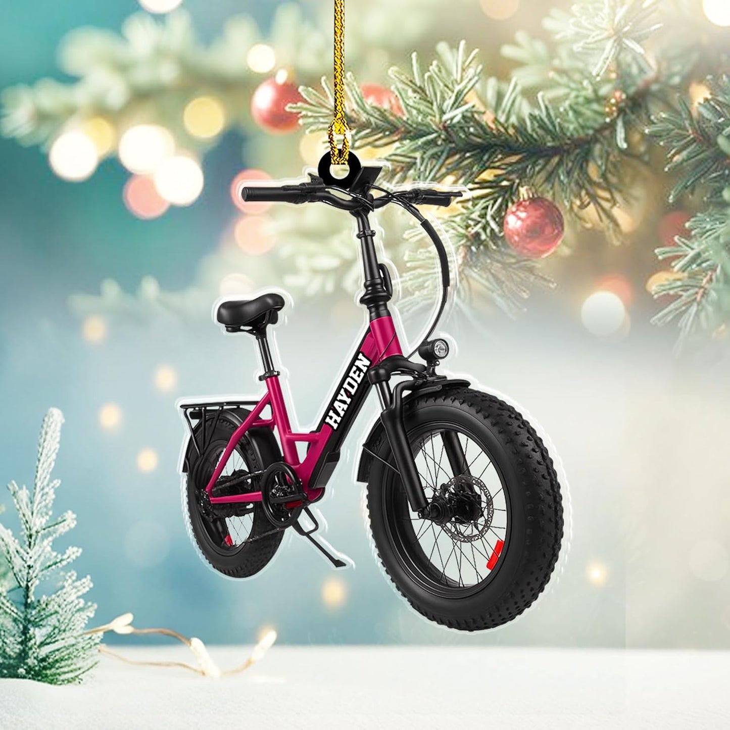 Custom Name Cycling Acrylic Ornament – Personalized Bike Gift, Christmas Tree Keepsake for Cycling Enthusiasts TC38