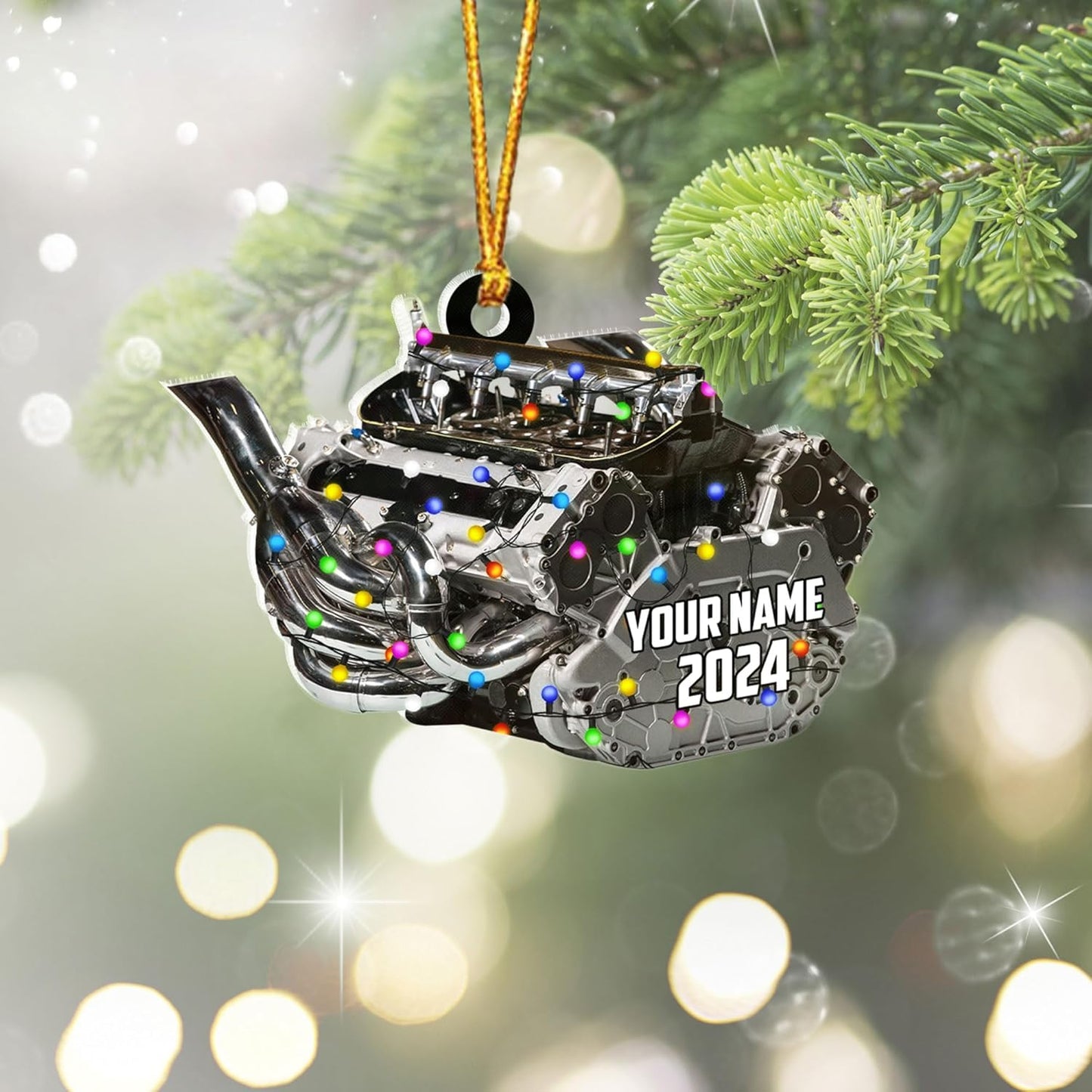 Personalized Drag Racing Christmas Ornament – Custom Hot Rod Engine Acrylic Ornament, Mechanic Automotive Gift, Power Tool Racecar Decoration for Racing Lovers TDR4
