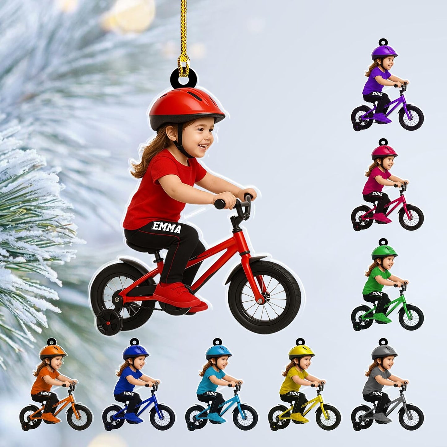 Custom Name Cycling Acrylic Ornament – Personalized Bike Gift, Christmas Tree Keepsake for Cycling Enthusiasts TC34