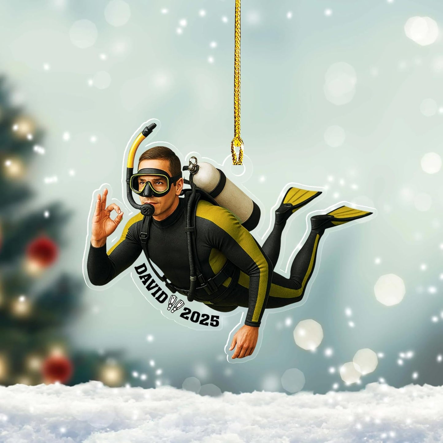 Custom Scuba Diver Ornament – Personalized Acrylic Christmas Tree Decoration, Gift for Divers and Swimmers TSD30