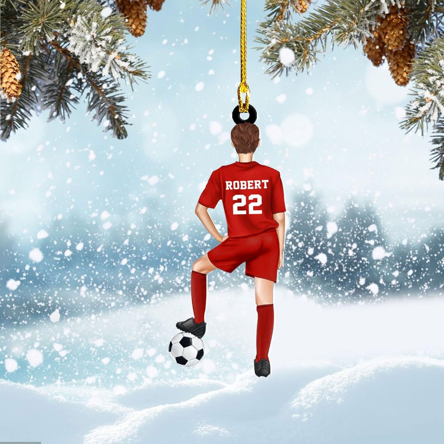 Personalized Soccer Player Christmas Ornament - Xmas Gift for Soccer Lovers C23