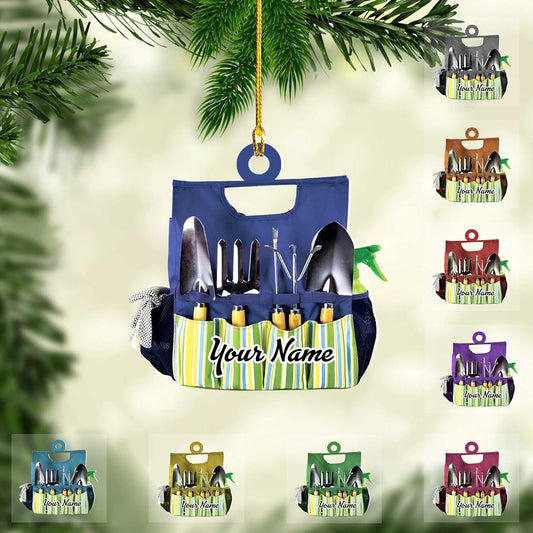 Personalized Gardening Acrylic Ornament – Custom Name Garden Tools Christmas Tree Decoration for Gardeners & Plant Lovers TG14