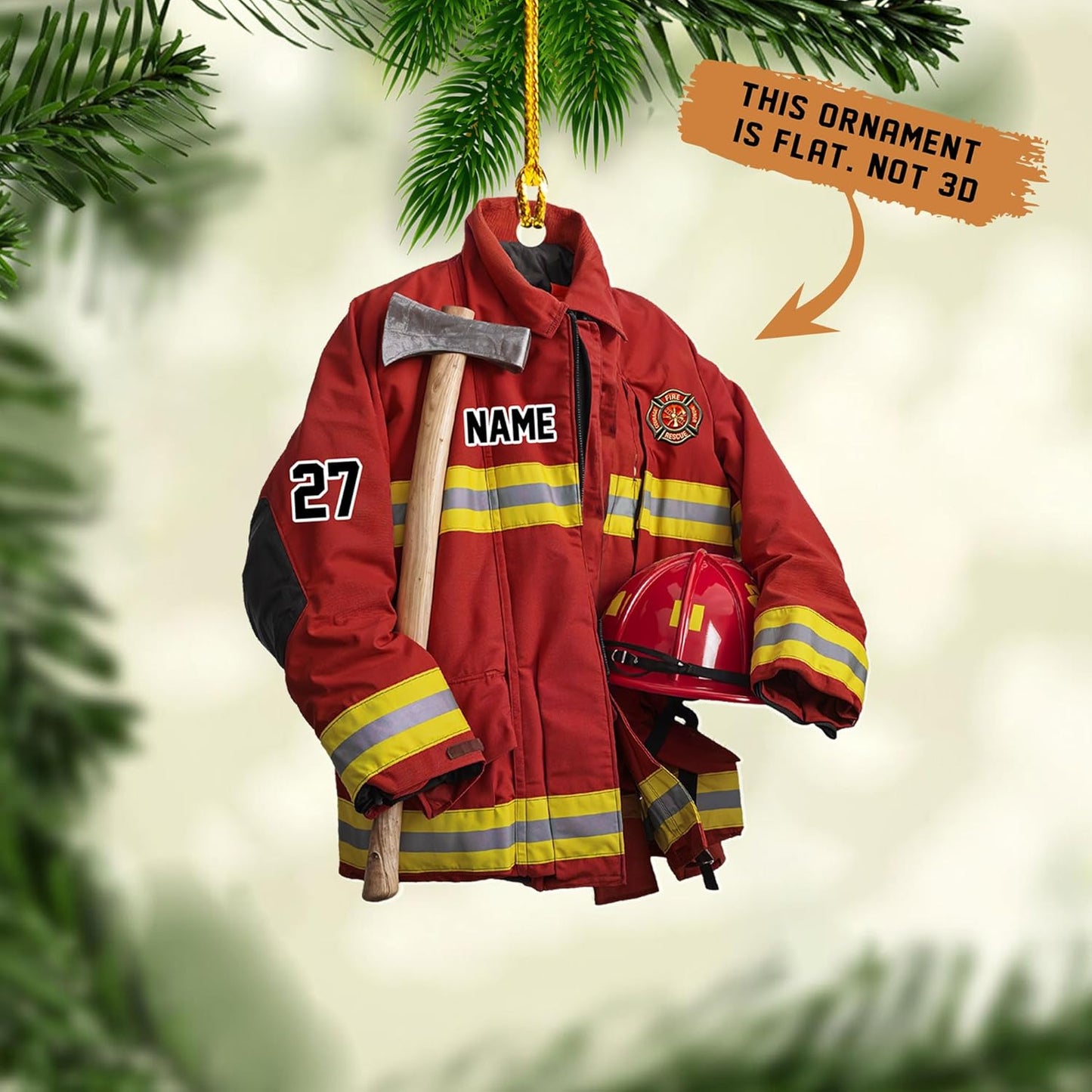 Personalized Firefighter Uniform Christmas Ornament Style 13
