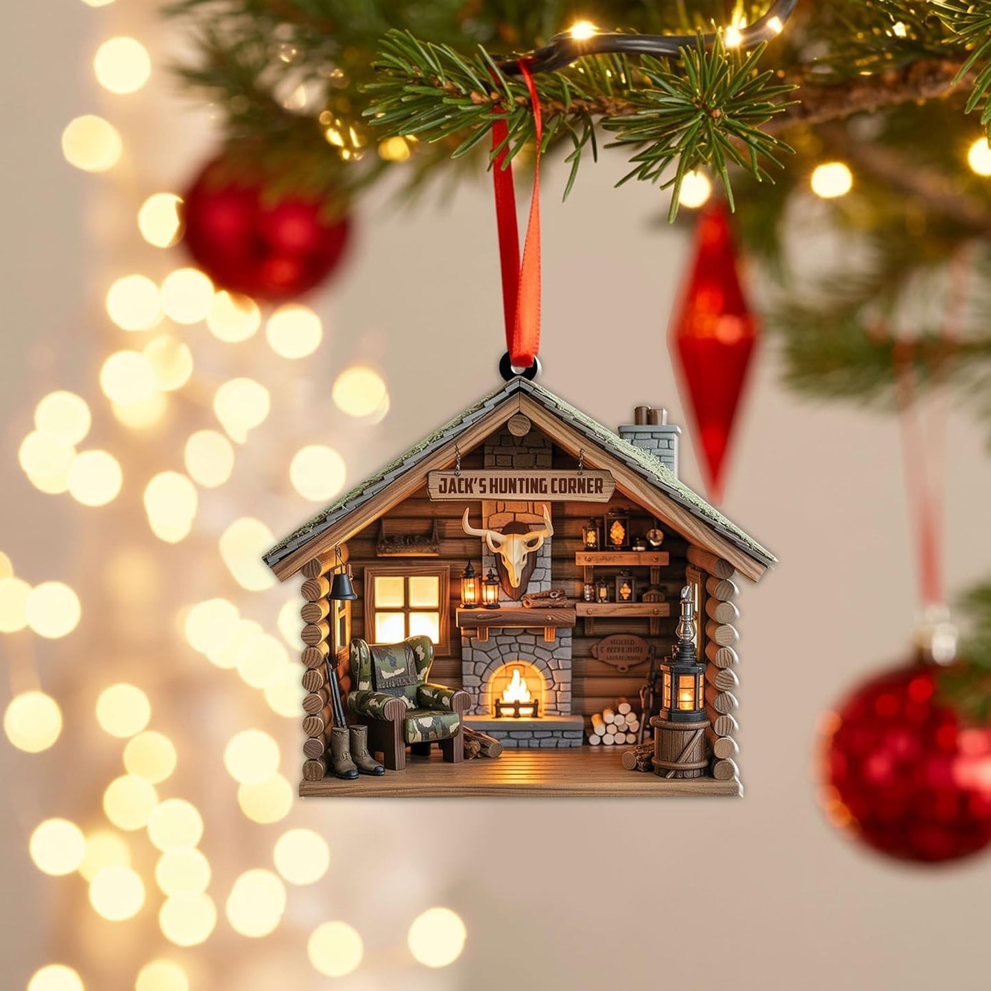 Personalized Hunting Ornament, Hunter Christmas Acrylic Ornament 2025 T11